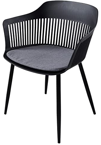 riess-ambiente.de Design Stuhl AIRE schwarz Kunststoff Stahlgestell Indoor Outdoor inkl. Kissen