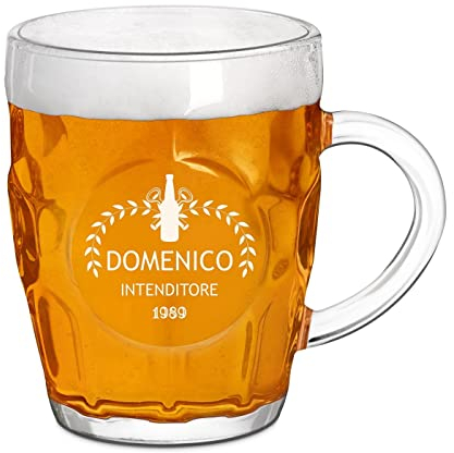 Maverton Boccale birra con incisione - bicchiere da birra personalizzato 500 ml con manico per uomo - calice birra - bicchieri personalizzati con nome - per compleanno - Bottiglia