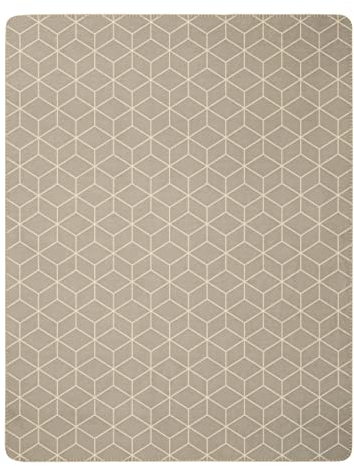 Villeroy & Boch® Wohndecke Carré French Linen I weiche Kuscheldecke aus Baumwollmischgewebe I beige Sofa-Decke in 150x200 cm I Made in Germany I nachhaltig produzierte Decke mit grafischem Muster