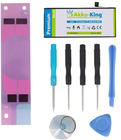 Power-Akku kompatibel mit Apple iPhone SE 2020 / SE 2 - Li-Polymer 2300mAh - mit Öffnungswerkzeug/Klebestreifen (479mAh mehr)
