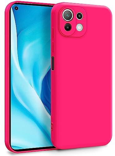 MyGadget Cover per Xiaomi Mi 11 Lite 5G - Custodia in Silicone Morbido a Doppio Strato – Case con Protezione Fotocamera & Fodera Interna Antigraffio - Rosa magenta