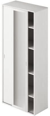 Linea Azzurra Armadio Ante Scorrevoli in Legno Nobilitato Melaminico con Specchio, Ripiani e Porta Scarpe 212x90x43cm per Camera da Letto, Ingresso, Soggiorno Made in Italy