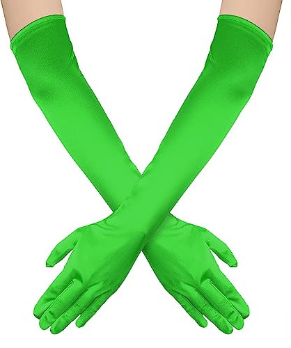 NQEUEPN Lange Damenhandschuhe, 52cm Lange Ellbogen Satinhandschuhe Opernhandschuhe Dehnbare 1920er Handschuhe Handpflege Feuchtigkeitshandschuhe für Frauen Mädchen Abendparty Tanz(Dunkelgrün)
