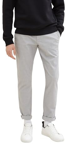 Tom Tailor Denim Herren Slim Fit Chino Hose mit Gürtel, 35710 - Grey White Mini Houndstooth, 27/30