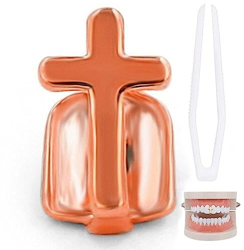 Fopytu Punk -Kreuz Mund Zähne Zahn Zähne Einzelne Grillkappe Für Zähne Mund Halloween Party Cosplay Accessoires Zähne Grills