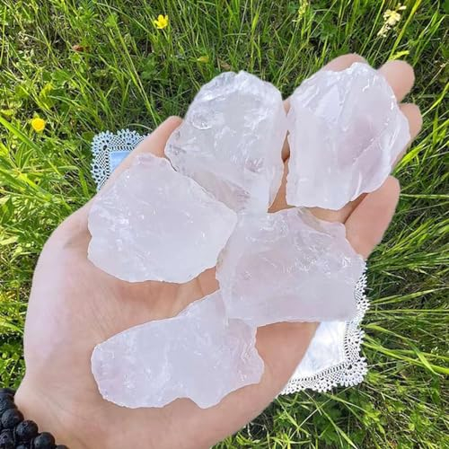 QINJIEJIE 100% Großes Bergkristall Rohsteine Premium Wassersteine Kristalle Steine 4 Stück Natursteine Heilsteine set 4.5-5 cm
