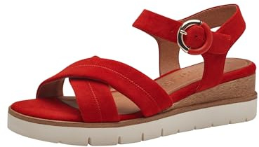 Tamaris Damen Plateau Sandalen Leder Sommer; RED/rot; 37 EU