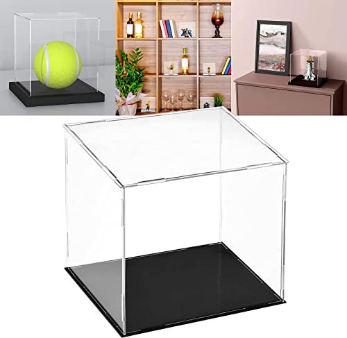 30*30*30cm Acryl Vitrine Selbstmontage, Acryl Klar Vitrine Box, Klarer Display Box mit Arbeitsplatten, Acryl-Vitrine für Sammlerstücke mit Schwarzer Untergrund