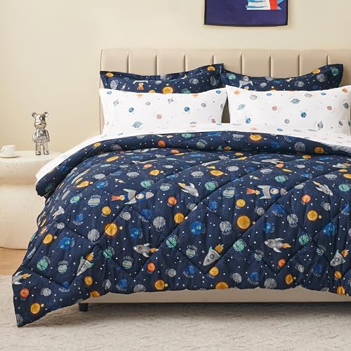 PPOLCA 5-teiliges Bettwäsche-Set für Doppelbetten für Jungen, Bett in einer Tasche, superweiche, leichte Mikrofaser-Bettwäsche-Set mit Laken, langlebiges Kinderbett-Set