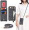 Zouzt for iPhone SE 2022/2020/3rd/2rd / iPhone 8/7 4.7 Inch Case with Cord and Card Holde, Zipper Wallet Case with Crossbody Lanyard Ring Adjustable Necklace Protective Cover Women - Black Leopard