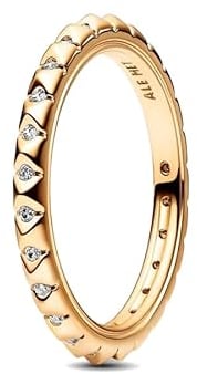 Pandora ME Bague cloutée Pyramides en métal plaqué or 14 carats avec zircones cubiques transparentes, taille 48