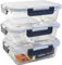 HOUSZY Glass Food Containers with Lids– 2-Compartment Borosilicate Glass Meal Prep Boxes – BPA-Free Airtight Snap-Lock Lids– Microwave, Oven & Freezer Safe – 980ml, Set of 3
