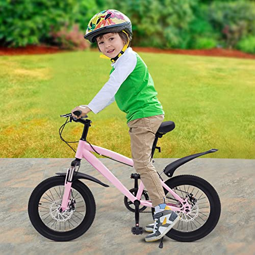 Xigner Kinderfahrrad 18 Zoll Mädchen Fahrrad Kinder ab 5 Jahre,Fahrrad Kinder, Kohlenstoffstahl Fahrrad mit Doppel Scheibenbremse - vorne und hinten Schutzblech,für Mädchen Kinder Damen (Rosa)