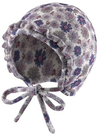 Sterntaler Inka Mütze mit Blumen Druck und Kleiner Rüsche - Mädchen Babymütze aus Mischgewebe mit angeschnittenen Ohrenklappen und Bindeband - Häubchen, gefüttert mit Baumwollfleece - blasslila, 39