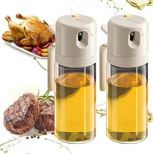HAILM Pulverisateur Et Distributeur D'huile en Verre 2 en 1, Bouteille D'huile en Verre Multifonction Spray Au Vinaigre d'olive Faible en Calories, Gadget Cuisine (550 ML, 2 Pièces)