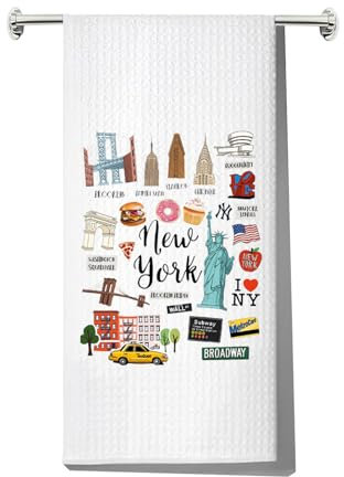 LEVLO Torchon de cuisine New York – Cadeau souvenir de voyage à New York – Torchon de voyage américain – Cadeau de pendaison de crémaillère (serviette New York)