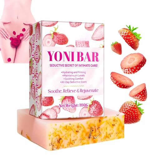 Yoni Soap for Women,pH Balance Feminine Wash,Eliminating Odor, for Intimate Moisturizing Natural Ingredients Feminine Care Soap with Foaming Net,Strawberry Scent(100G)