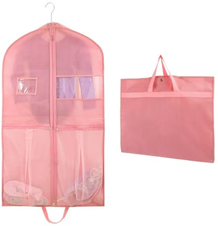 Kinder-Kleidungstasche mit 2 Taschen,Faltbare Kinder Kleidersack Kurz Kleidungs Hängeabdeckung für einfache Organisation für Tänzer,Aufführungen,Wettbewerbe,Schönheitswettbewerbe,Reisen