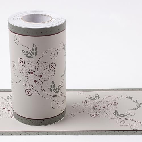 Jodimitty PVC Wallpaper Border Self Adhesive 10 Meter x 10cm Floral Pattern Peel Stick Waistline Trim Wall Border for Living Room Bedroom Decoration (Simple Plants)