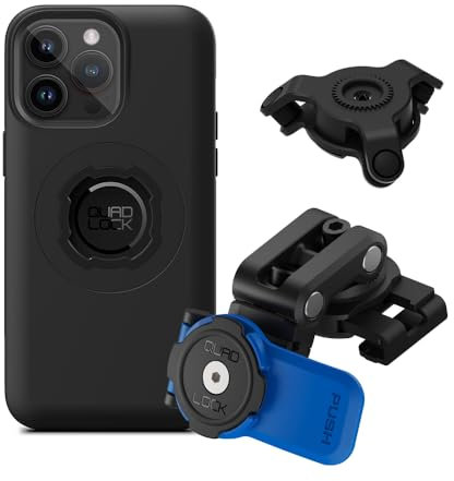 Quad Lock Motorcycle Brake Reservoir Phone Mount Kit with Vibration Dampener and iPhone 14 Pro Max MAG Case