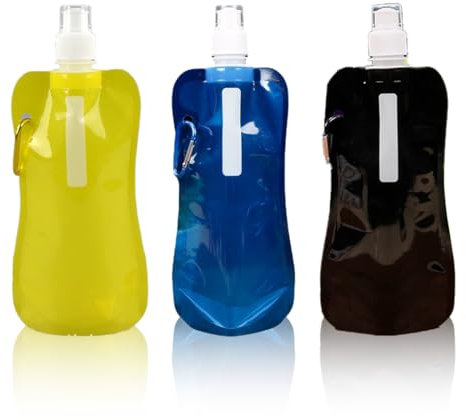 3 Pièces 480ml Gourde Souple,Bouteille D'Eau RéUtilisable Sans Bpa, Bouteille d'eau réutilisable Flexible Pliable, Pliable Portable Légère Flexible,pour la Randonnée, les Aventures,les Voyages