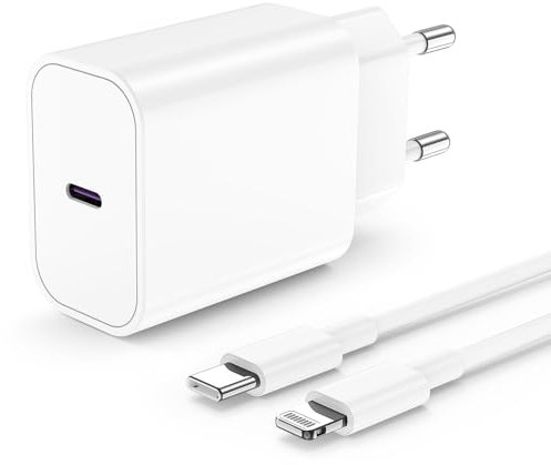 Chargeur Rapide iPhone Original, 20W Certifie Apple MFi USB C Rapide Chargeur et 2M Cable Lightning,Type C Adaptateur Secteur pour Apple iPhone 14/14 Plus/14 Pro/14 Pro Max/13/12/11/SE/XS/XR/Max/iPad