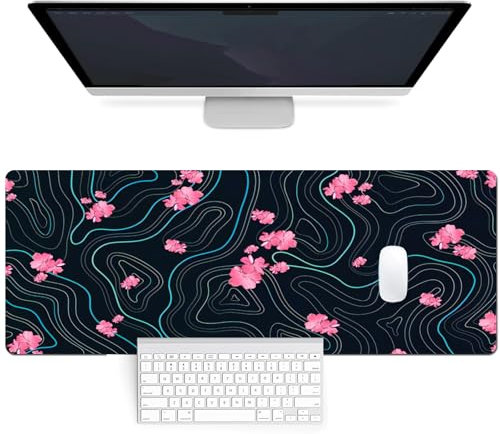 Mouse Mat - 80x30cm Mouse Pad Extended Mousepad Large Mouse Mats for Desk with Soft Smooth Surface and Anti-Slip Rubber Base for Desk Gamer Office Home (Flowers)