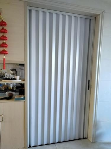 AVLLSO Sliding Closet Doors 90in Tall Hidden Accordion Sliding Door for Outdoor Patio Balcony and Garage, Aluminum Folding Magnetic Door, Room Divider Panel(WxH 47x90in/118.5x228.6cm)