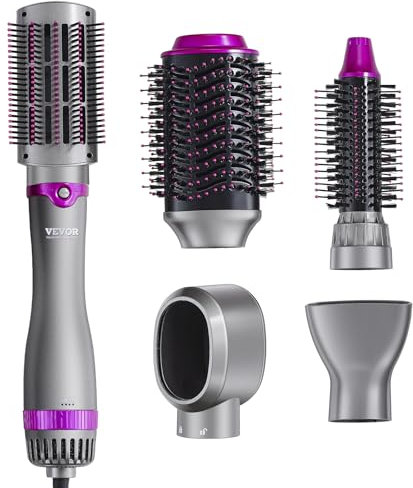 VEVOR 5-in-1-Multi-Haarstyler, Ionen-Föhnbürste mit 3 Hitzeeinstellungen, Bürsten & Düsen, Hochgeschwindigkeits-Airstyler, 1200W Warmluftbürste, Lockenstab zum Volumengeben, Glätten und Locken