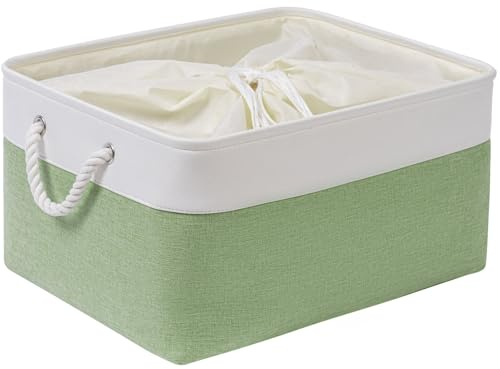 SOCOHOME Fabric Storage Box,Extra Large Storage Basket with Handles and Drawstring for Clothes Shelves Closet Wardrobe Home, Wear-Resistant and Reinforced(XL, 1 Pack)