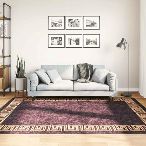Tonture Teppich Waschbar Schwarz und Golden 160x230 cm rutschfest, aus weichem Samt Polyester für Wohnzimmer Schlafzimmer Esszimmer Flur, Boden Dekor Geräuschdämpfend Antibakteriell