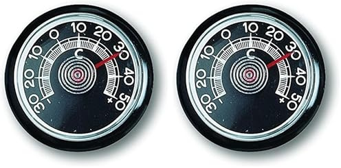 TFA Dostmann Analoges Thermometer, zur Temperaturkontrolle, ideal für Auto/Büro/Keller, L 46 x B 46 x H 9 mm (Packung mit 2)