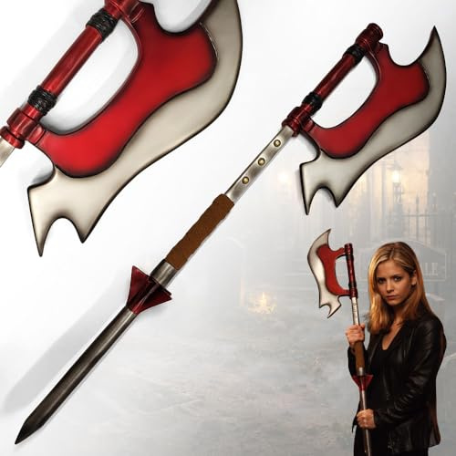 Buffy the Vampire Slayer Axt Replik 95,5 cm – Buffys Sense Slayer Waffe – Fantasy Sammlerstück aus Resin mit Metallkern und Wildleder Griff – Deko Filmrequisite Cosplay