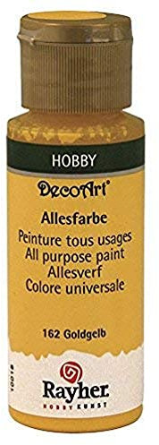 Rayher Peinture tous usages, flacon de 59 ml, Ocre, Plus léger, Acrylique, jaune doré, 3.4 x 3.4 x 10 cm
