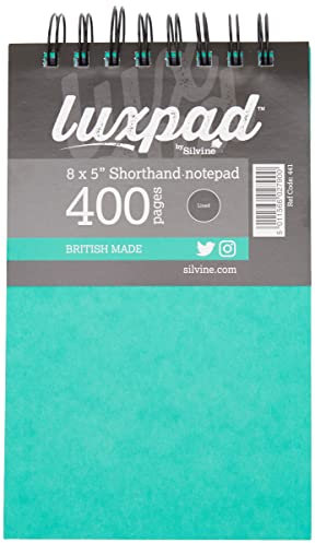 Luxpad 8x5 Spiral Reporters Notepad with 200 Feint Ruled Pages and Durable Pressboard Covers. [Pack of 6]