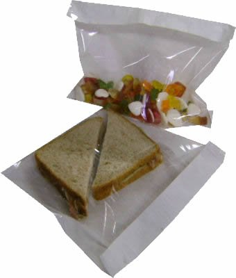 100 x Cellophane White Film Fronted Sweet/Sandwich/Food Paper Bags - 7 x 7