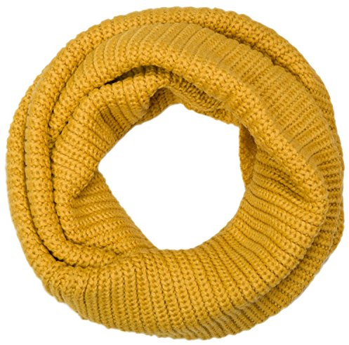 styleBREAKER Unisex Feinstrick Schal, einfarbiger Loop Schlauchschal, Feinripp Winter Strickschal, Loopschal 01018112, Farbe:Gelb