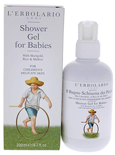 L'Erbolario Shower Gel For Babies - Extremely Delicate Cleansing Base - Ideal For Children’s Sensitive Skin - Enriched With Rice Proteins - Made With Protective And Softening Extracts - 6.7 Oz