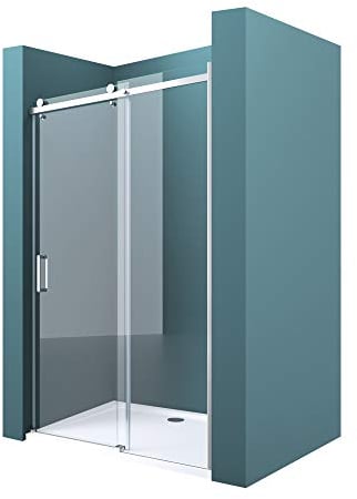 Mai & Mai Paroi de Douche en niche 100x195cm Pare Douche Transparent avec Porte Coulissante en Verre ESG avec Revêtement NANO Easy Clean T4