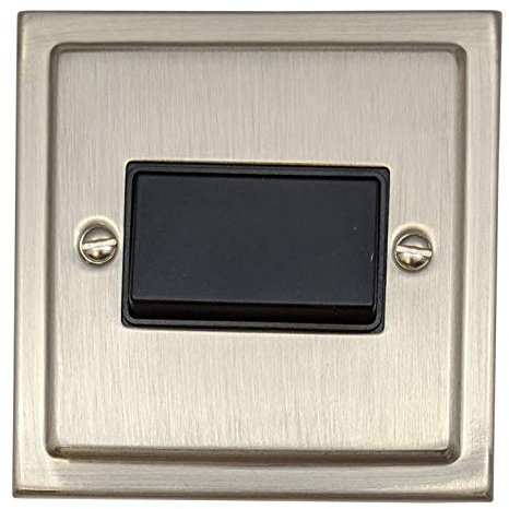Satin Nickel Fan Isolator Switch (Black Switch) - TSN69B