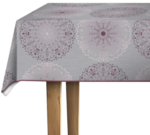 d-c-fix Wachstuchtischdecke Charlene grau 1,10 m x 1,40 m | Tischtuch im Vintage-Stil für den Küchen-, Ess- oder Gartentisch – lebensmittelecht, abwaschbar & wasserdicht