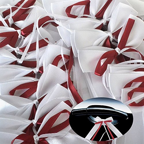 showll 50pcs Bordeaux Autoschleifen aus Satin Hochzeit Antennenschleifen Hochzeit Deko Autoschmuck Autoschleifen Schleife Satinband für Hochzeit