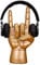 Rock On Soporte para Auriculares – Percha para Auriculares y Auriculares – Organizador de Escritorio de Oficina único – Soporte para Auriculares para Videojuegos – Acabado de Color Dorado Envejecido