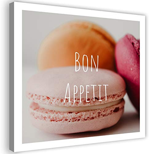 Leinwandbild XXL Macaron Bon Appetit Wandbild Kunst Küche mehrfarbig 90x90 cm