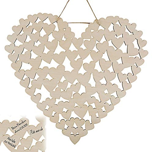 Gästebuch XL Blessing Heart 47x43 cm Holz Herz für Hochzeit, Taufe, Konfirmation, Kommunion und Geburtstage