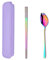 SBOMHS 3 en 1 Spork (Fourchette Cuillère Couteau) Baguettes Chinoises Ensemble Boîte à Couverts Portable(Arc-en-ciel)
