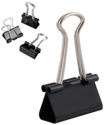 D.RECT Metal Foldbackklammern - Foldback Klammern Verpackung 12 Stück x 12 Pack(144 Klammern) 25mm - Vielzweckklammern, Metall Binder Clips für: Notizen, Briefpapier - Büroklammern Gross, Schwarz