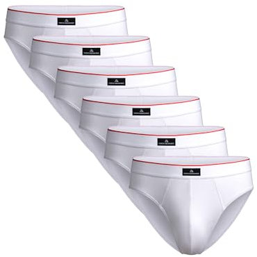 DANISH ENDURANCE Mens Briefs, Soft Cotton Underpants, Mens Y Fronts Underwear, Boxer Briefs, Multipack, 6 Pack, White, M