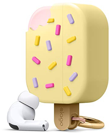 elago Ice Cream Case mit Karabiner Kompatibel mit AirPods Pro Hülle, Silikonhülle im 3D EIS-Design, Süße Schutzhülle (Vanile)