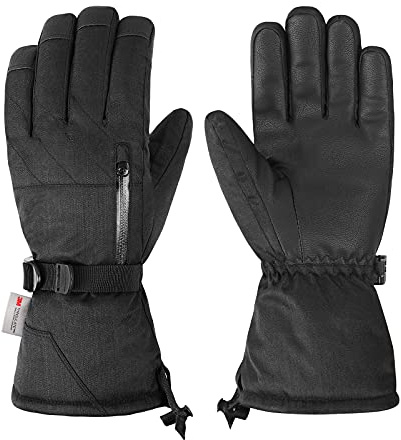 QKURT Guantes de Esquí, Guantes de Invierno Cálidos para la Nieve Hombres Mujeres Guantes de Clima frío para Trineo Snowboard Patinaje Ciclismo y Actividades al Aire Libre